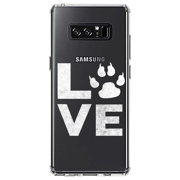 DistinctInk Clear Shockproof Hybrid Case for Samsung Galaxy Note 8 - TPU Bumper Acrylic Back Tempered Glass Screen Protector - Love - Dog Paw