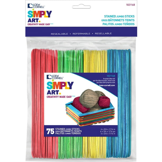 Woodsies Jumbo Craft Sticks, 6", 75Pack