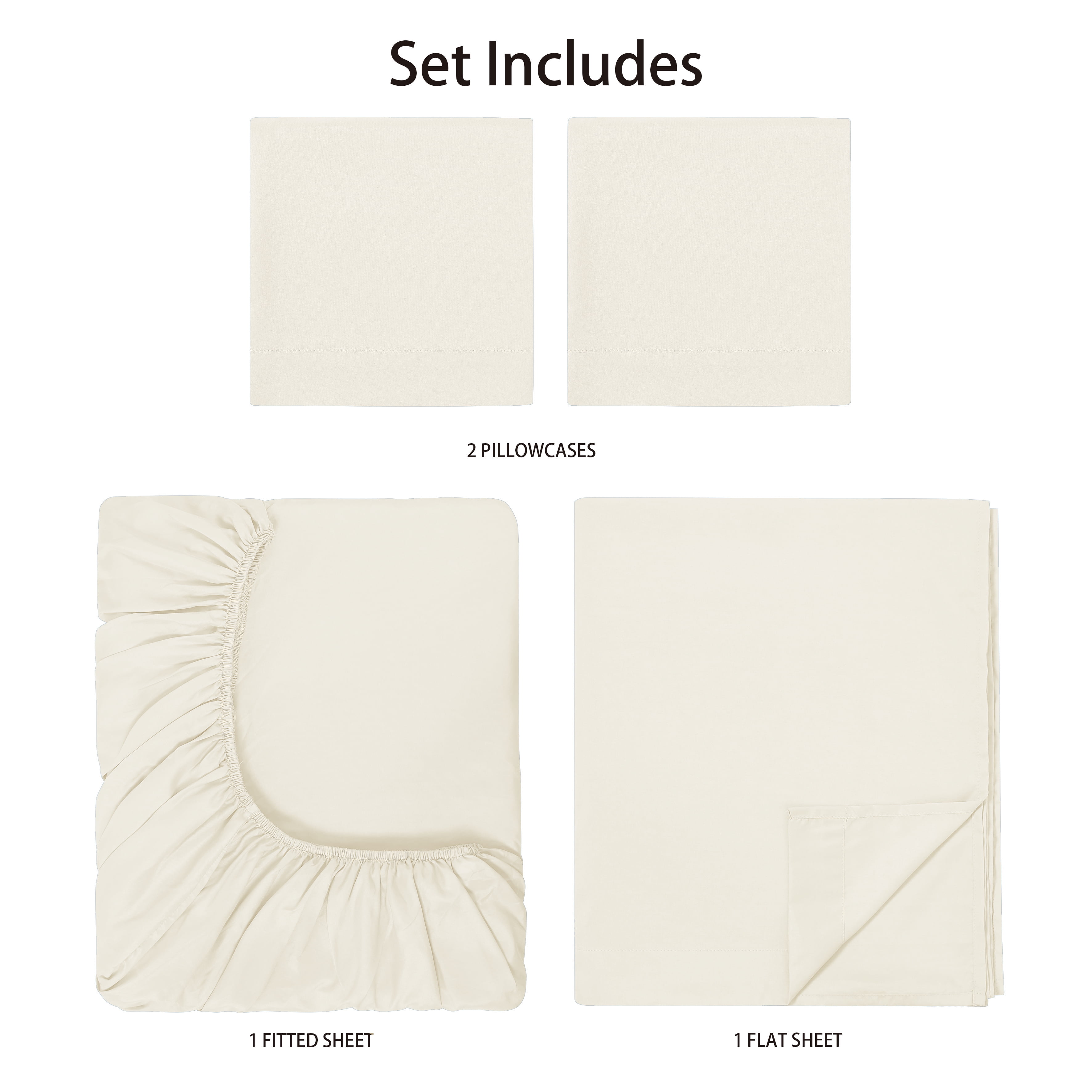 Mainstays Basic Value Microfiber Bed Sheet Set, Vanilla Dream, Full, 4 Piece
