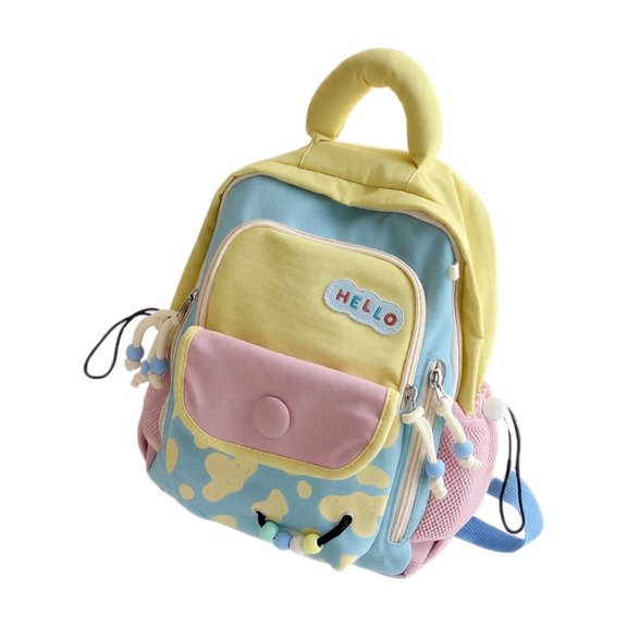 Kids Backpack for Toddler Girls Boys, Cute Yellow Mini School Bag with Beaded Zipper, Lightweight Oxford Cloth Daycare Travel Rucksack for Kindergarten Preschool Outdoor