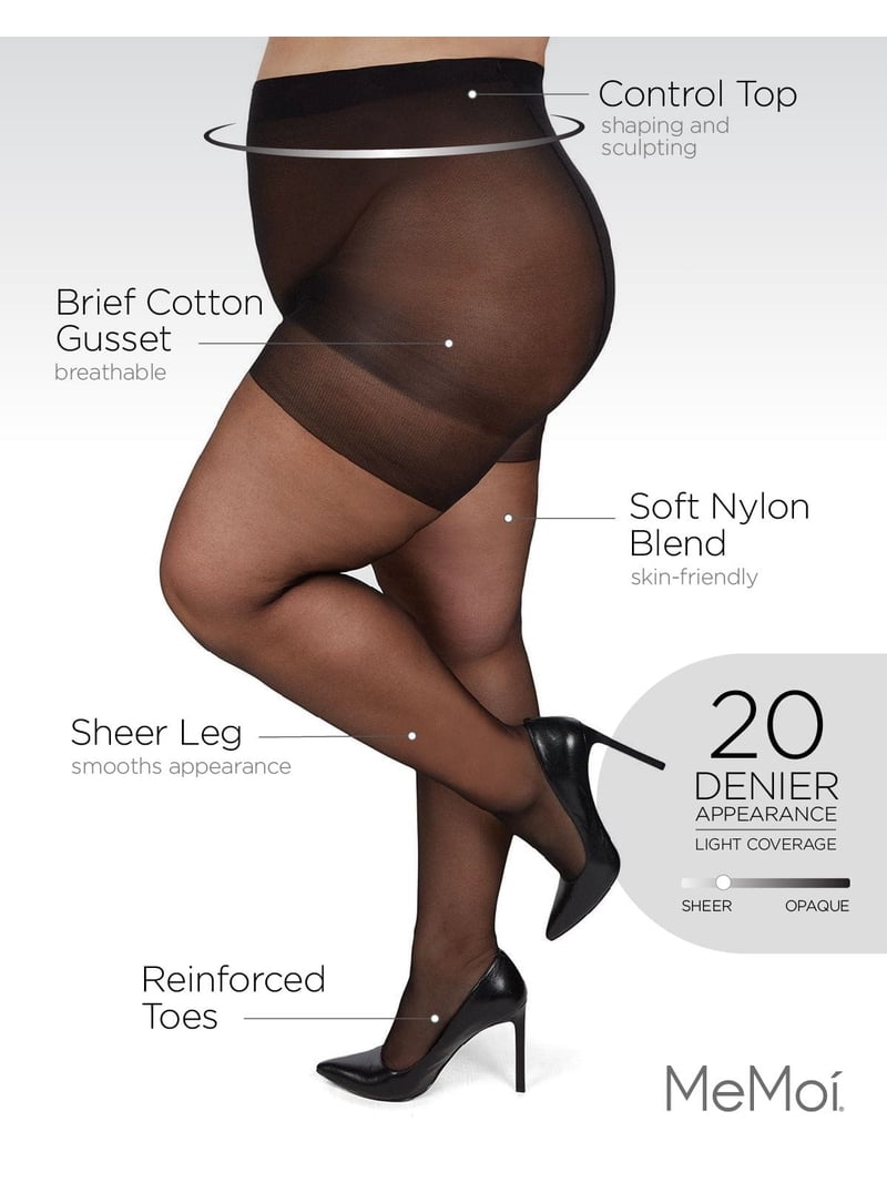 MeMoi Plus Curvy Control Top Super Matte Footless Tights