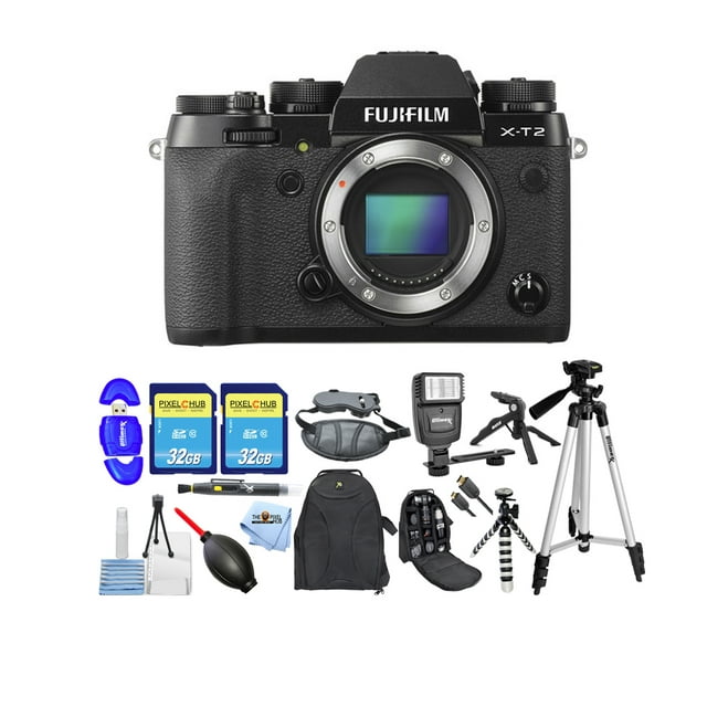 Fujifilm X-T2 Mirrorless Digital Camera (Body Only) + 64GB Memory Card MEGA BUNDLE
