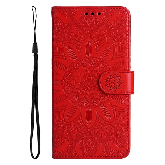 SaniMore Galaxy S23 FE 5G Wallet Case, [Flower Embossed] Premium PU Leather Flip Protective Case with Card Holder & Stand Cover for Samsung Galaxy S23 FE 6.4" 2023, Red