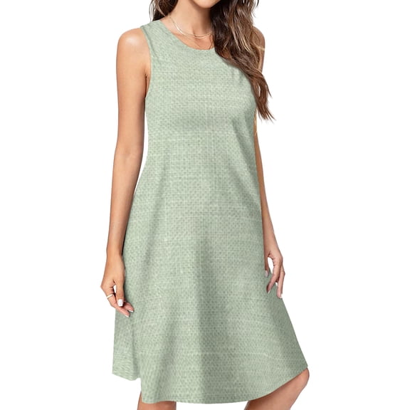 cashel linen mint green Spring Summer Dresses for Women Fashion T-shirt Dress Casual Sleeveless Loose Sundress with Pockets