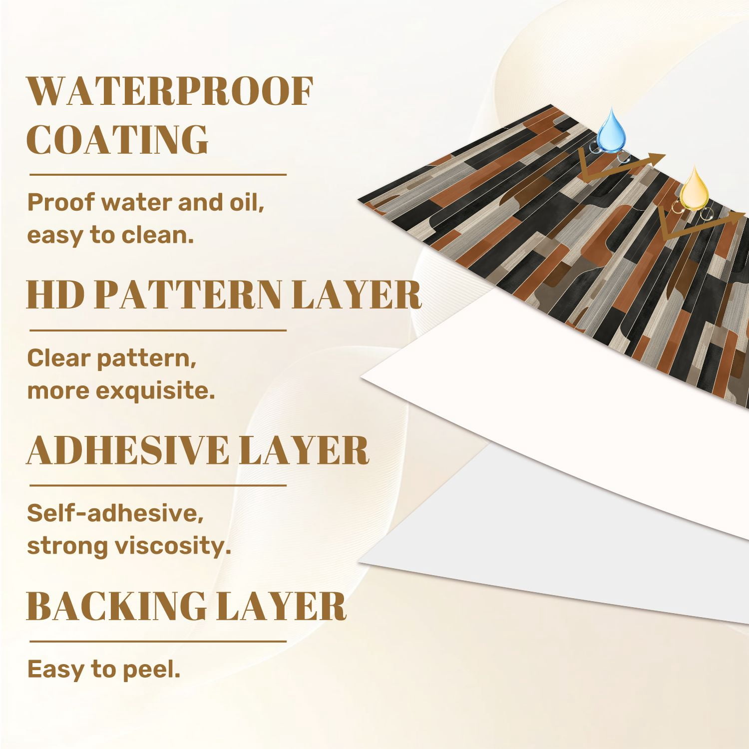 Peel and Stick Wallpaper 23.6in x 9.8ft Abstract Geometric Earth Tones Bold Shapes Contact Paper Vinyl Waterproof Self Adhesive Wall Paper for Bedroom Shelf Cabinet Renter Friendly