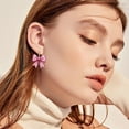 thumbnail image 6 of Pink Ribbon Cancer Awareness Earrings Drop Dangle Acrylic Jewelry Lightweight Statement Earrings for Women Survivor Support Gifts Christmas Holiday Party Fundraiser Events Bulk Pack, 6 of 8