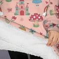 thumbnail image 3 of Oversized Wearable Blanket Hoodie,Princess Mushroom Castle Pattern Sherpa Blanket Hoodie with Super Pockets,Super Warm Fuzzy Pullover for Women & Men, 3 of 6