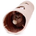 thumbnail image 4 of 2 Hole Cat Tunnel Soft Foldable Cat Toy with Hanging Ball Beige, 4 of 4
