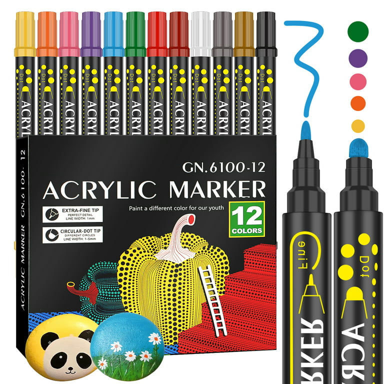  Acrylic Paint Pens for Canvas Paint Markers - 36 Colors Fine  Point Paint Pens, Acrylic Paint Markers for Rocks, Wood, Plastic, Glass,  Metal, Ceramic, Rock Painting Kit for Kids, Easter Decorations 