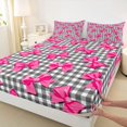 thumbnail image 3 of Manfei Black Classic Checkered Fitted Sheet Queen,Chic Bow Tie Bedding,3-Piece,1 Fitted Sheet and 2 Pillowcases, 3 of 6