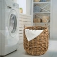thumbnail image 4 of happimess Laurel 19.49" Bohemian Hand-Woven Abaca Hamper Basket with Handles, Natural, BSK1003A, 4 of 10