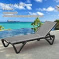 thumbnail image 4 of Domi Outdoor Living Aluminum Chaise Lounge Chairs Set of 2 - Adjustable Poolside Recliners with Wheels, Durable Textilene & All-Weather Design for Canadian Patio, Deck, Backyard (Gray), 4 of 7