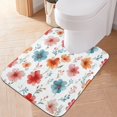 thumbnail image 6 of 2 Piece Bath Mat Set with U-Shaped Toilet Mat and Rectangle Bath Rugs Non Slip Machine Washable Bathroom Mats Pastel Watercolor Floral Pattern, 6 of 7