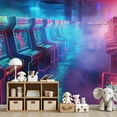 thumbnail image 7 of Peel and Stick Wallpaper Wall Murals Neon Retro Arcade 80s 69"H x 96"W Removable Wall Paper Self-Adhesive Wall Decor for Bedroom Living Room Nursery, 7 of 7