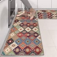 thumbnail image 2 of Kitchen Rugs Sets Of 2,Orange Ethnic Rhombus Pattern Anti Fatigue Kitchen Mat Rugs Non Slip Washable,Decorative Kitchen Floor Mats for Kitchen,Sink,Laundry,17"X47", 2 of 5