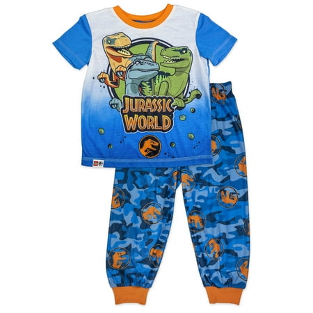 

LEGO Jurassic World 2 Piece Pajama Set Toddler Boys Short Sleeve Top with PJ Pants Set