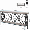 thumbnail image 2 of 70.9" Industrial Behind Sofa Console Table - Vintage Wood Grain & Black Metal, 2-Tier Storage, 198lb Capacity, Slim Design for Entryway, Hallway, Living Room, 2 of 4