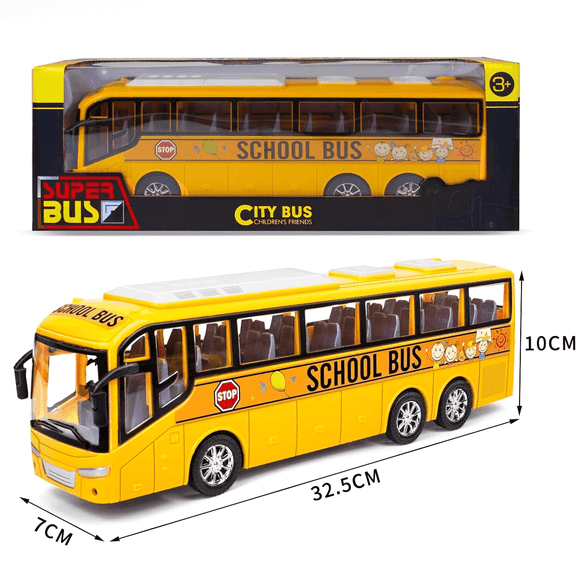 AUTERCO 12.5" Yellow School Bus Toy Model, Indoor and Outdoor Use for Children Ages 3 