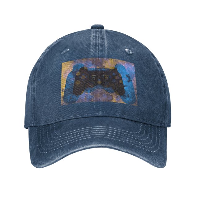 DouZhe Adjustable Washed Cotton Baseball Cap - Game Controller Gaming Gamepad Prints Vintage Dad Hat Unisex Sports Caps (Blue)