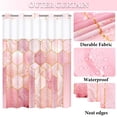 thumbnail image 3 of Ikfashoni Hookless Shower Curtain with Snap in Liner,Hexagon Pink Marble No Hook Waterproof Fabric Bath Curtain, 71"X74", 3 of 8