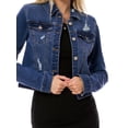 thumbnail image 6 of Made by Olivia Women's Classic Lightly Distressed Button Down Denim Crop Jean Jacket, 6 of 6
