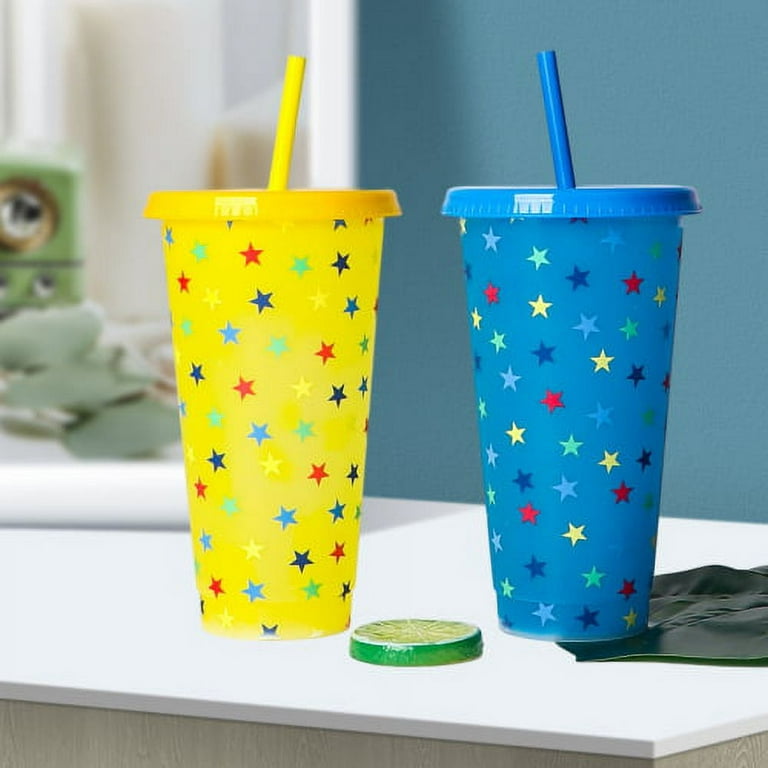 710ml Reusable Straws Cup With Lid Drinking Water Bottles Cold