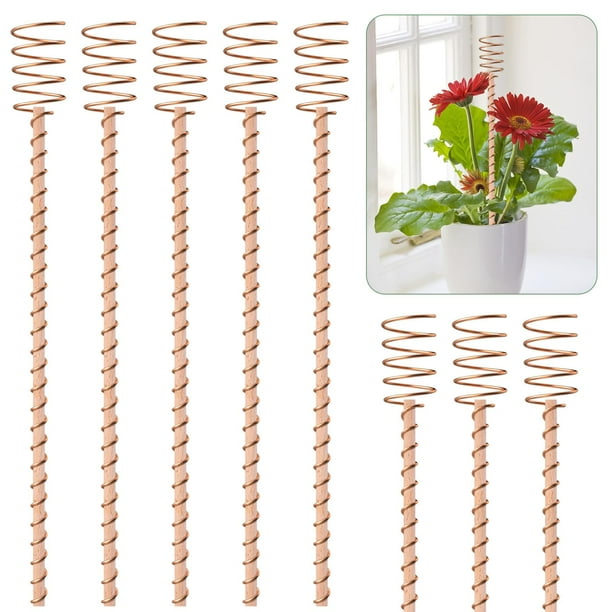 Paquete de 8 estacas para plantas de electrocultivo de 13,5 pulgadas, estacas largas de cobre para jardín, antenas de bobina de cobre para electrocultivo para jardín en crecimiento