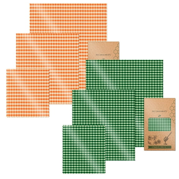 2 Pcs Organic Cotton Beeswax Food Wrap, Reusable Beeswax Food Wraps Set, Bees Wax Wraps Reusable, Includes Small, Medium, Large Sizes, Ideal for Kitchen, Sustainable Food Storage