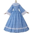 thumbnail image 4 of Women's Victorian Style Retro Light Blue Floral Dress, 4 of 6
