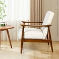thumbnail image 3 of White Accent Chair, Living Room Accent Chair with Oversize Seat Cushion and Solid Wood Leg, Soft Padded Arm Chair for Bedroom, Reading Room, Living Room, 3 of 7