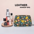 thumbnail image 4 of colorful Lemon print Makeup Bag, Leather Waterproof Travel Toiletry Bag, Large Capacity Cosmetic Bag Make up Bags Organizer fro Travel Size Toiletries Women Girls, 4 of 4