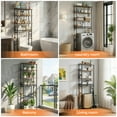 thumbnail image 3 of Bonhappy Over the Toilet Storage Shelf, 4-Tier Bathroom Organizer Rack, Space Saver Stand with Deep Wire Basket & Adjustable Feet, Brown, 3 of 7