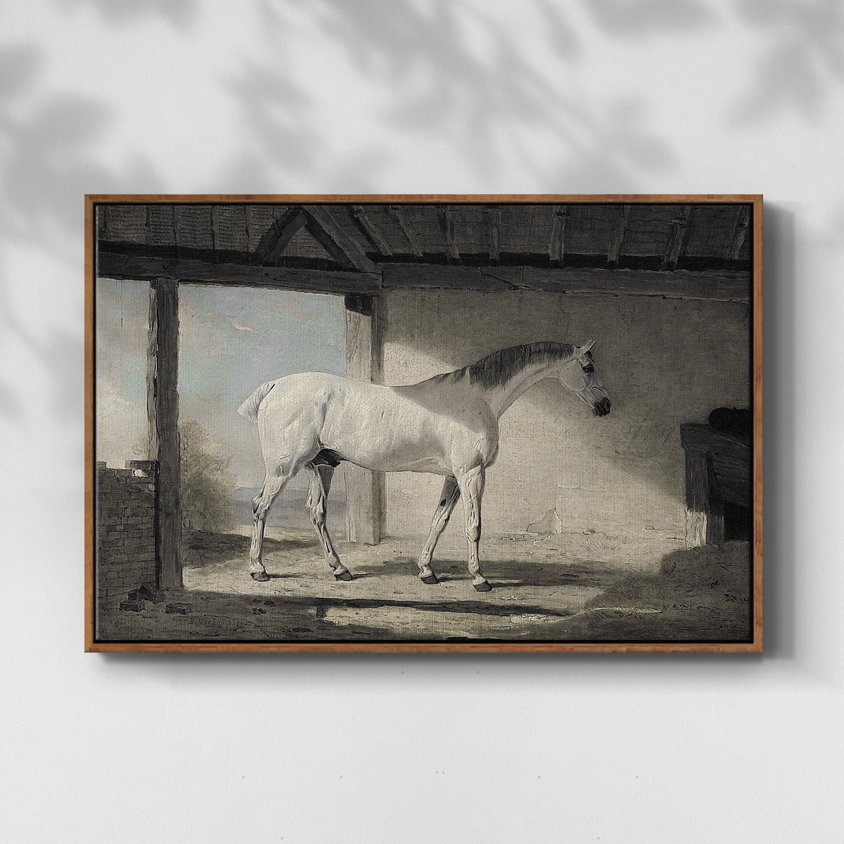 Vintage Animal Print-XLIII By Wexford Home Framed in Walnut Wood Gallery Wrapped Canvas 25 in. x 37 in.