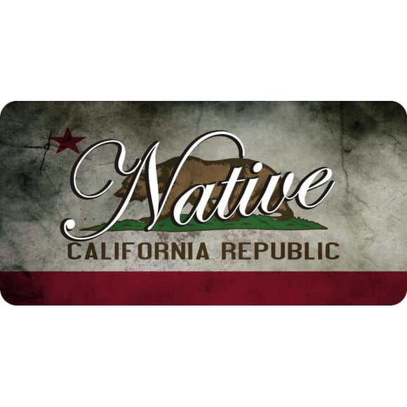 Native On California Republic Flag Photo License Plate