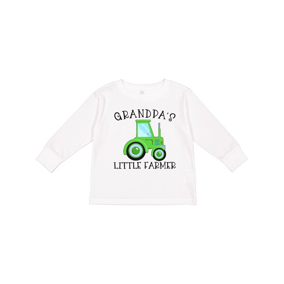 Inktastic Grandpa's Little Farmer- Green Tractor Boys or Girls Long Sleeve Toddler T-Shirt
