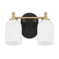thumbnail image 6 of Craftmade - Council 2 Light 12.25 in. Flat Black/Satin Brass Finish Vanity Light with White Frosted Glass, 6 of 8
