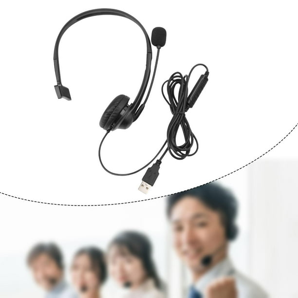 Auriculares USB con micrófono, auriculares con cable para centro de llamadas, cómodos de un solo oído con cancelación de ruido para reuniones y