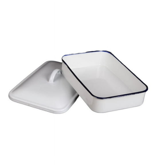 Oraceous Classic Enamel Baking Pan Rectangular Roasting Pan Vintage Serving Tray Cake Sheet Pancake Dish For Kitchen Baking And Serving