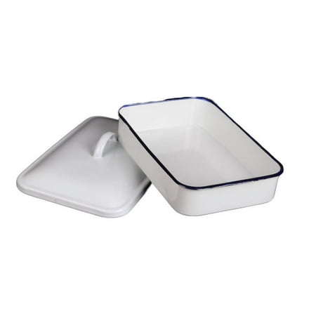 Oraceous Classic Enamel Baking Pan Rectangular Roasting Pan Vintage Serving Tray Cake Sheet Pancake Dish For Kitchen Baking And Serving