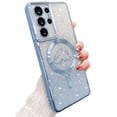 thumbnail image 1 of Zonrw Para Samsung Galaxy S21 Ultra Funda Magnética Para Mujer Niña Suave Lindo Lujo Amor Corazón Chapado Bling Degradado Brillo Claro Funda Para Teléfono Compatible Con Magsafe Contraportada A Prueba, 1 of 5