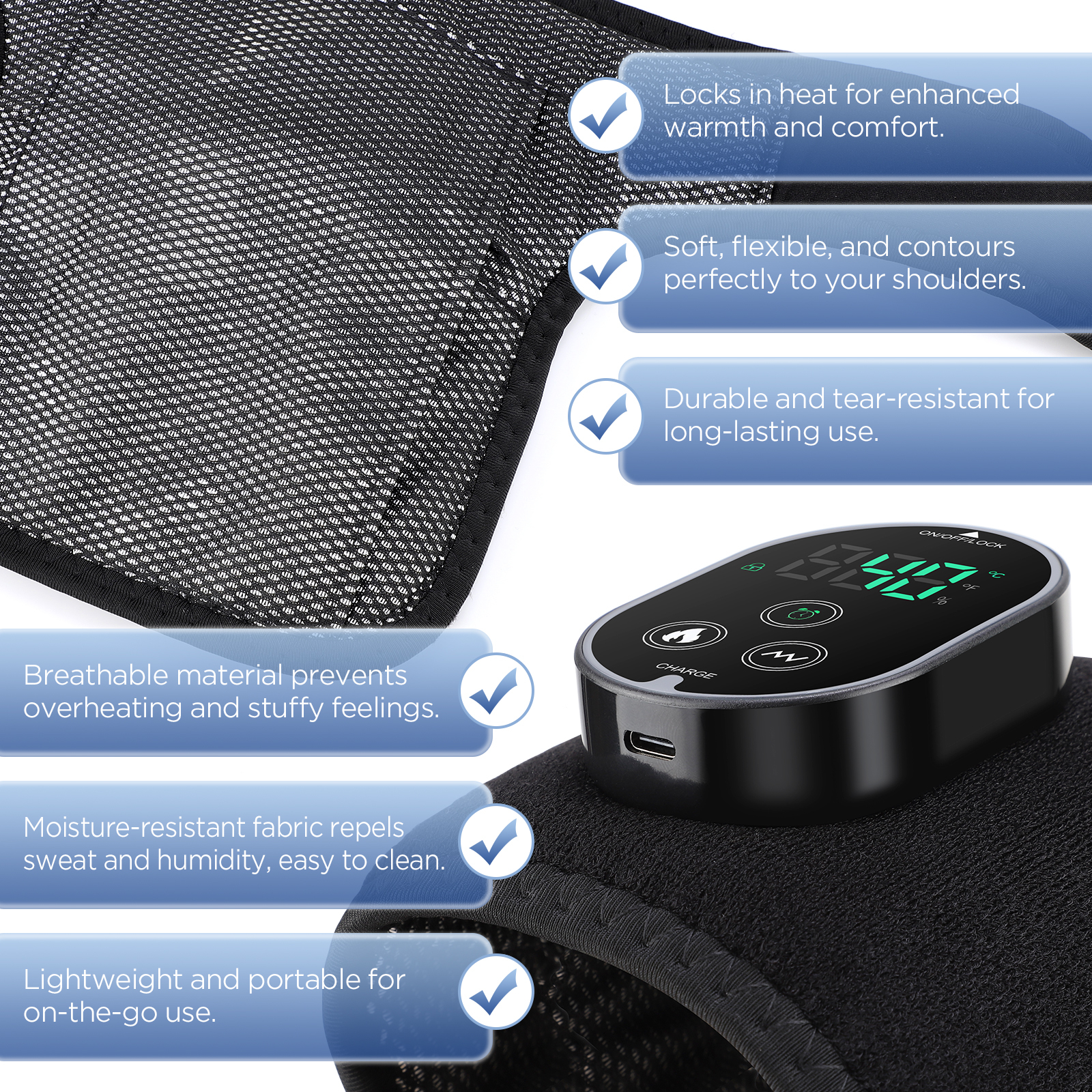 Heated Knee Massager, Shoulder Heating Pads Elbow Brace with Vibration, Heated Knee Brace Wrap with Auto Shut off, Warm Gift for Women Men, Black