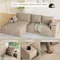 thumbnail image 4 of Wiilayok 113" L-Shape Cloud Sectional Couch with Oversized Chaise,Corduroy Fabric Modern Modular Sofa with Cup Holder, Comfy Boneless Upholstered Couches for Living Room Bedroom,Light Brown, 4 of 7