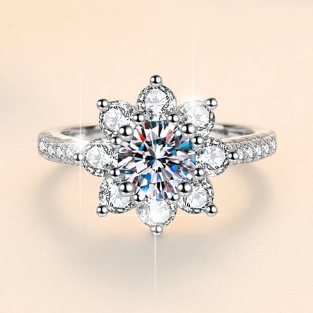 AEN Moissanite Ring 18K Gold Plating Female Ring High-Grade 925 Sterling Silver Ring Jewelry