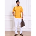 thumbnail image 2 of DARING DIVA Men's Striped Knit Chest Pocket Short Sleeve Vintage Golf Shirts XL Yellow, 2 of 7