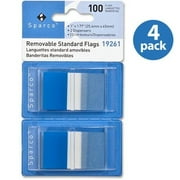 (4 pack) (4 Pack) Sparco, SPR19261, Removable Standard Flags Dispenser, 100 / Pack, Blue