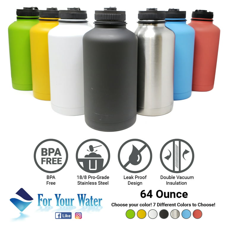 18 oz Double Wall 18/8 Pro-Grade Stainless Vacuum Sealed Big Mouth Water  Bottle with Leak-Proof Black Stay-On Cap | Great For Alkaline Water Storage  