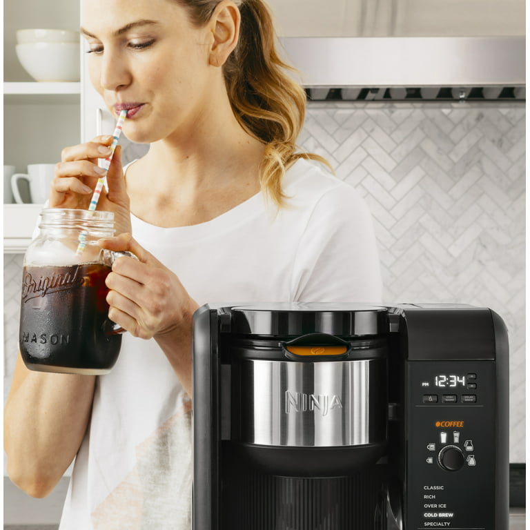  Ninja Hot and Cold Brewed System, Auto-iQ Tea and Coffee Maker  with 6 Brew Sizes, 50 fluid ounces, 5 Brew Styles, Frother, Coffee & Tea  Baskets with Glass Carafe (CP301),Black: Home