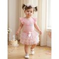 thumbnail image 4 of RUINIXCW Baby Girl First Birthday Cake Mesh Outfit 1st Birthday Clothes One Years Old Rainbow Sprinkles Fly Sleeve Romper Tulle Tutu Skirt Headband 3 Piece Set, 4 of 9