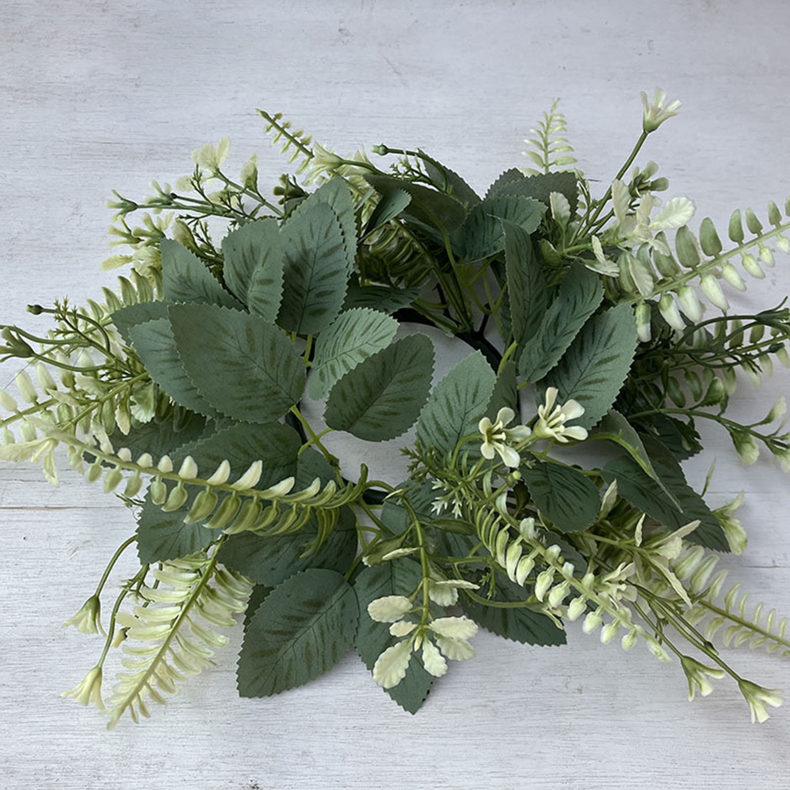 6PCS Eucalyptus Candle Ring - Artificial Greenery Wreath for Pillar Holders - Spring Wedding Centerpiece, Party Table Decor & Elegant Home Decoration in Green