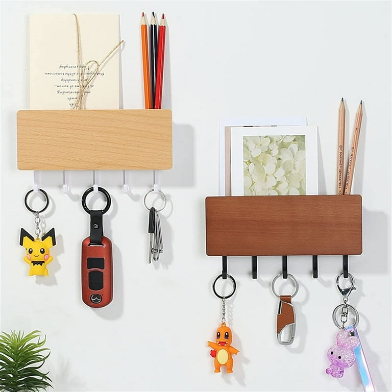 2PACK Simple Creative Storage Box Small Key Wall Hook Wooden